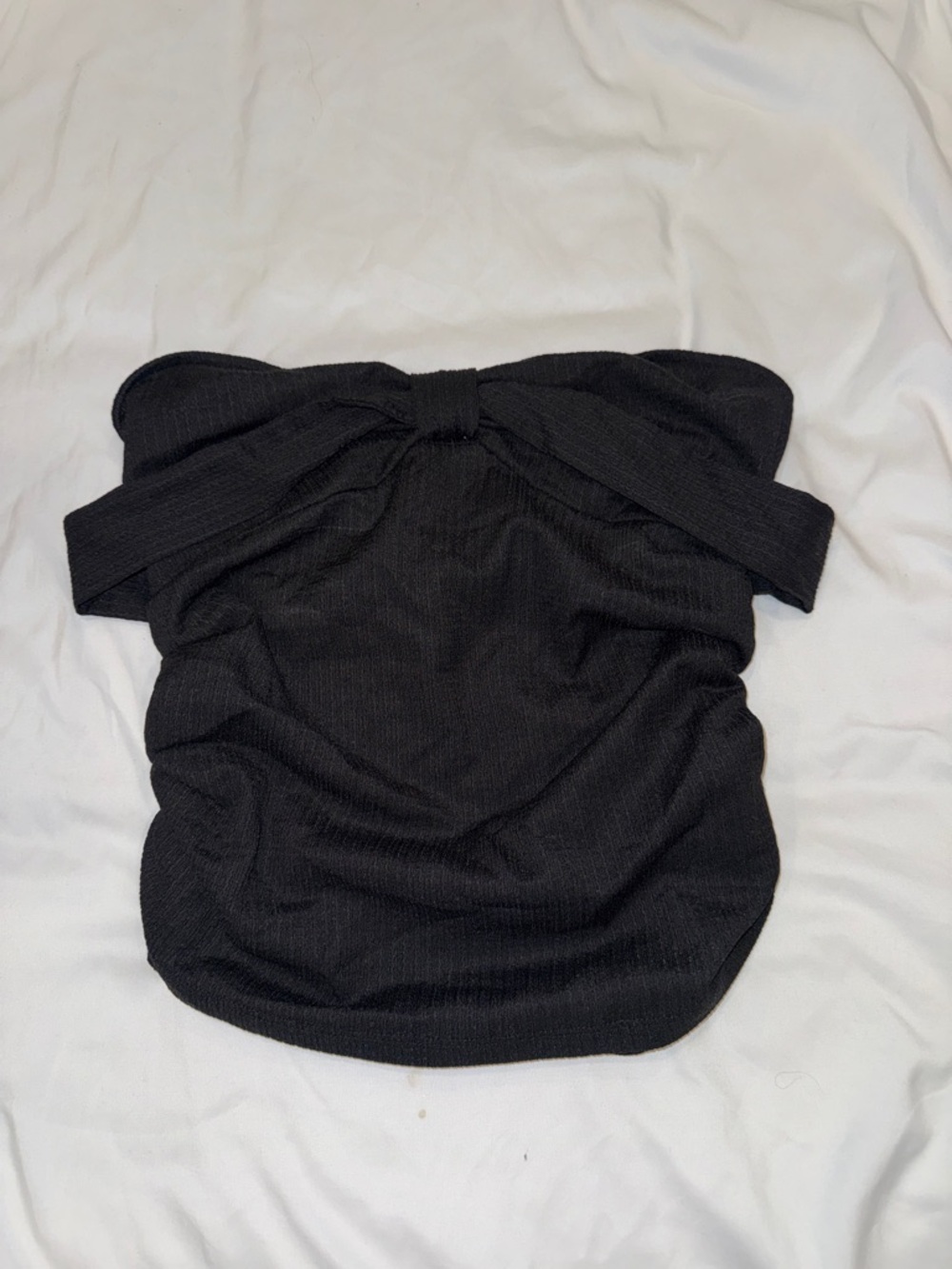 naked wardrobe Black Off-Shoulder Bow Knit Top
